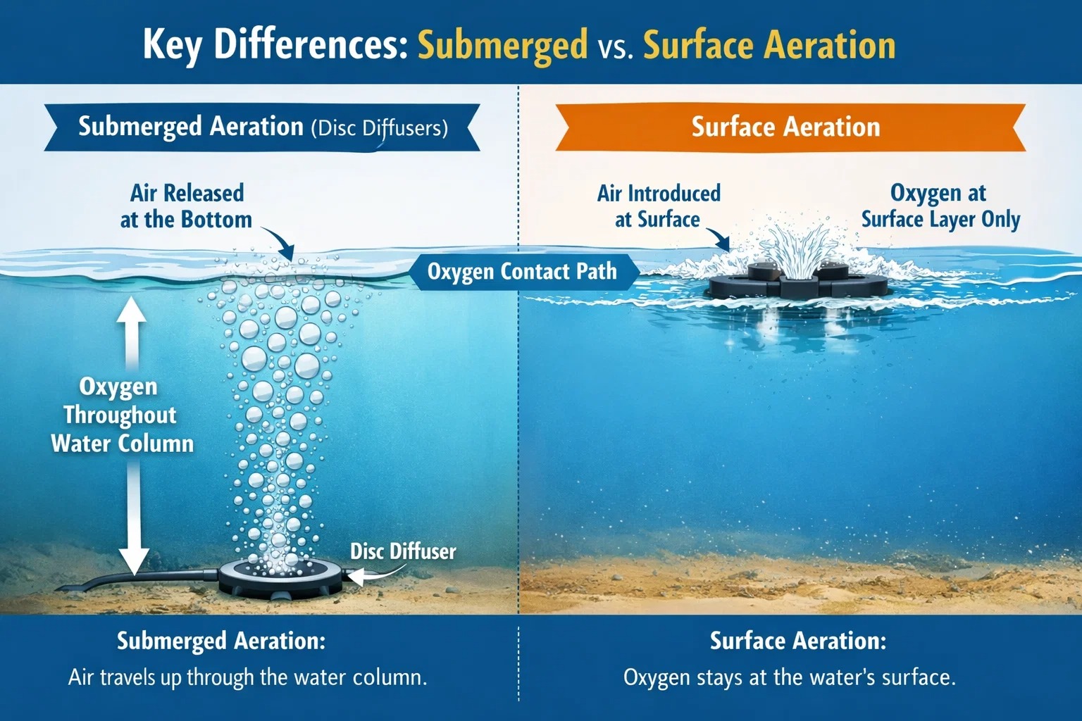 Diskdiffusere vs. overfladebeluftere: hvorfor nedsænket beluftning vinder for MBR-systemer