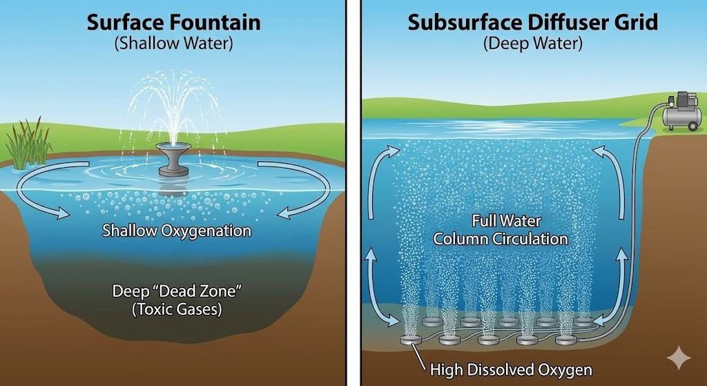 Sø- og damluftning: En professionel guide til valg af systemer og diffusorer